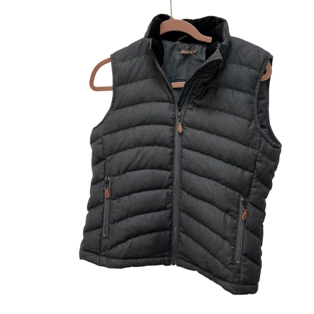 J. Mclaughlin asNEW charcoal black velvet quilted winter vest S